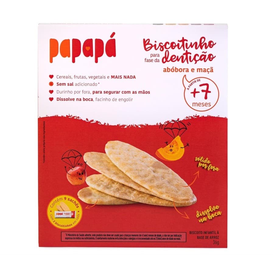Biscoitinho de Dentição Abóbora e Maça 36g - Papapá