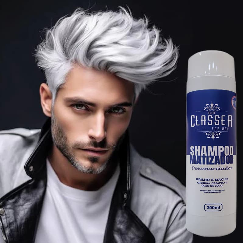 Shampoo Matizador Platinum Classe A 300ml Para Grisalhos e Loiros Desamarelador Matizador de cabelo