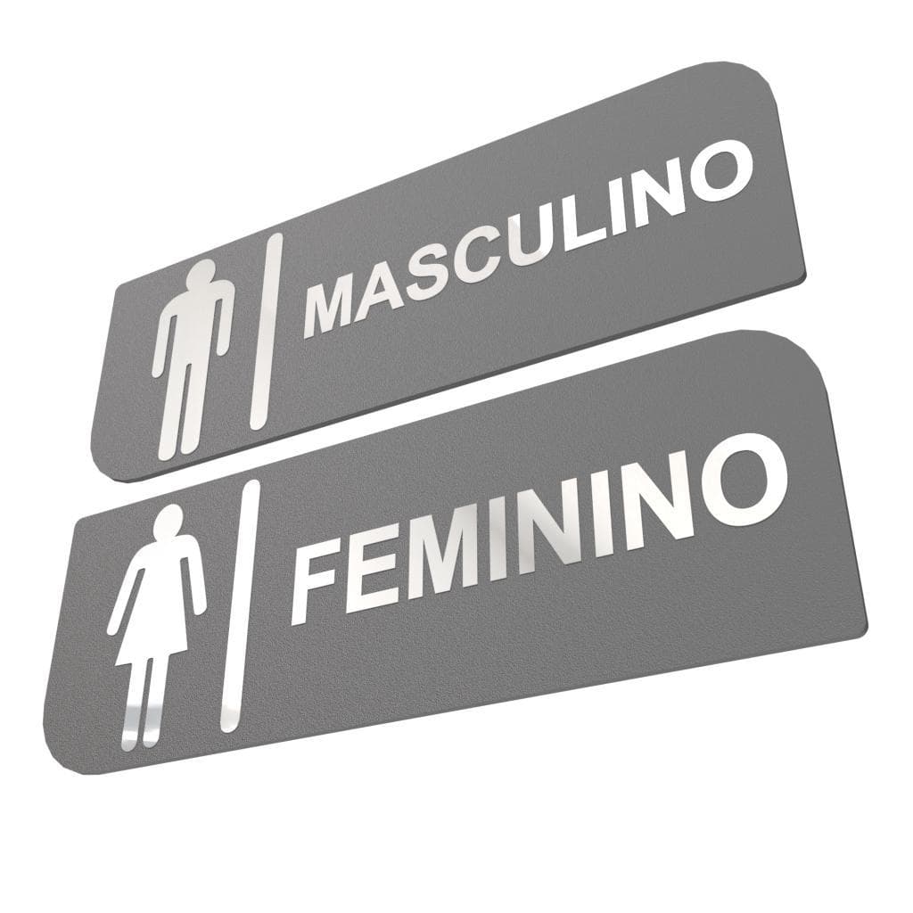 Kit 2 Placas Sinalização Banheiro Masculino E Feminino Luxo