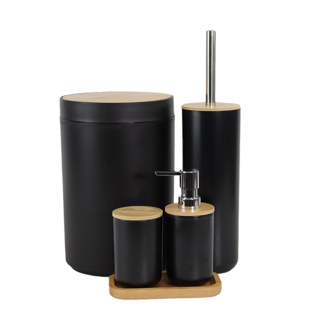 KIT para Banheiro completo com 5 Peças Preto Life - Mood