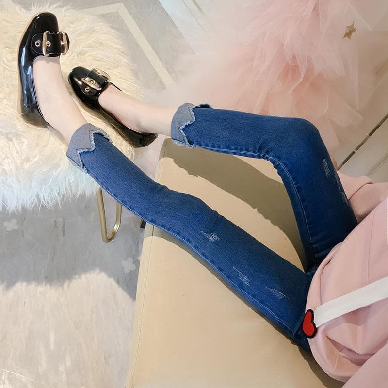 Meninas calças 2025 outono novo estilo roupas infantis meninas Jeans estiramento fino-ajuste lápis calças médias grandes