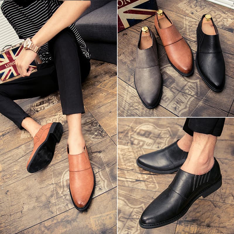 Versão coreana conjunto pé sapatos casuais masculino britânico Retro na moda cabeleireiro apontou pequenos sapatos de co