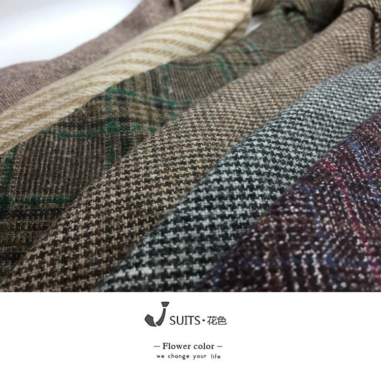 Gravata de lã de 7 cm Houndstooth verde escuro xadrez Casual retrô gravata suave terno cor café gravata