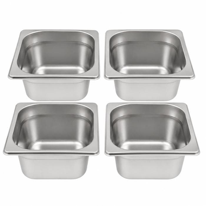 Kit 4 Cuba Gn 1/6 Inox 100mm Sem Alça Gastronômica Restaurantes e Cozinhas Industriais