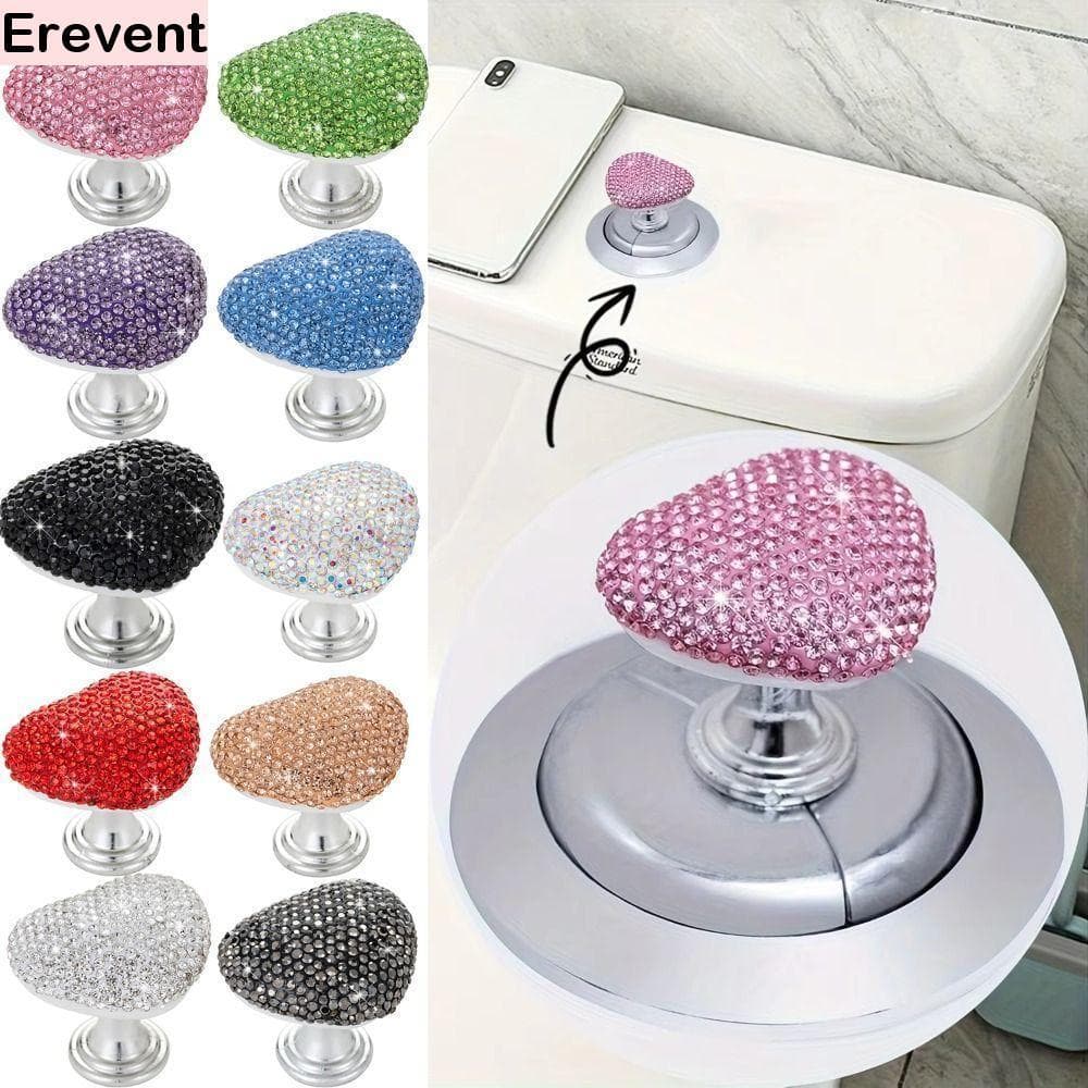 Botão De Pressão Do Tanque De Vaso Sanitário   , De Diamante Em Forma De Coração , Superior Adesivo De Descarga