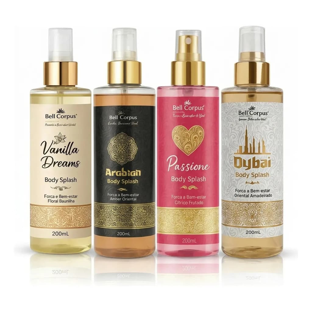 Kit 4 Body Splash Árabe Feminino Fragrância Luxuosa