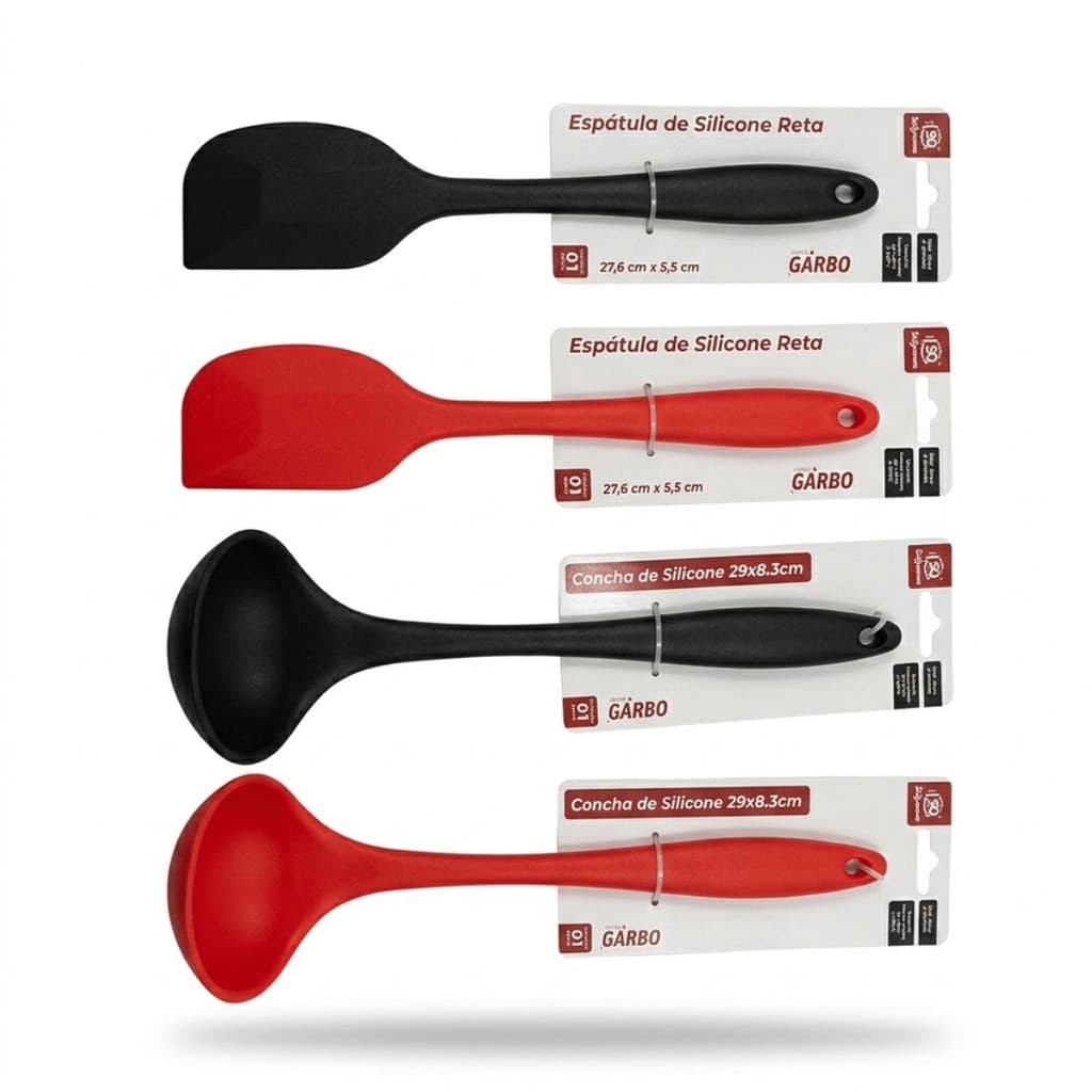 Kit 3 Utensílios Silicone Espátulas e Colher Antiaderente Cozinha