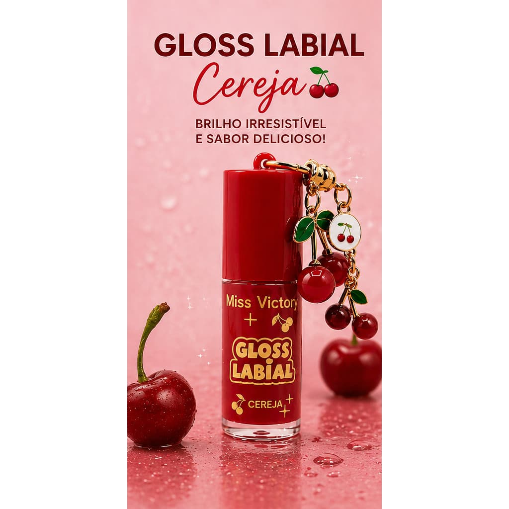 Gloss Labial Cereja C/ Chaveiro Miss Victory