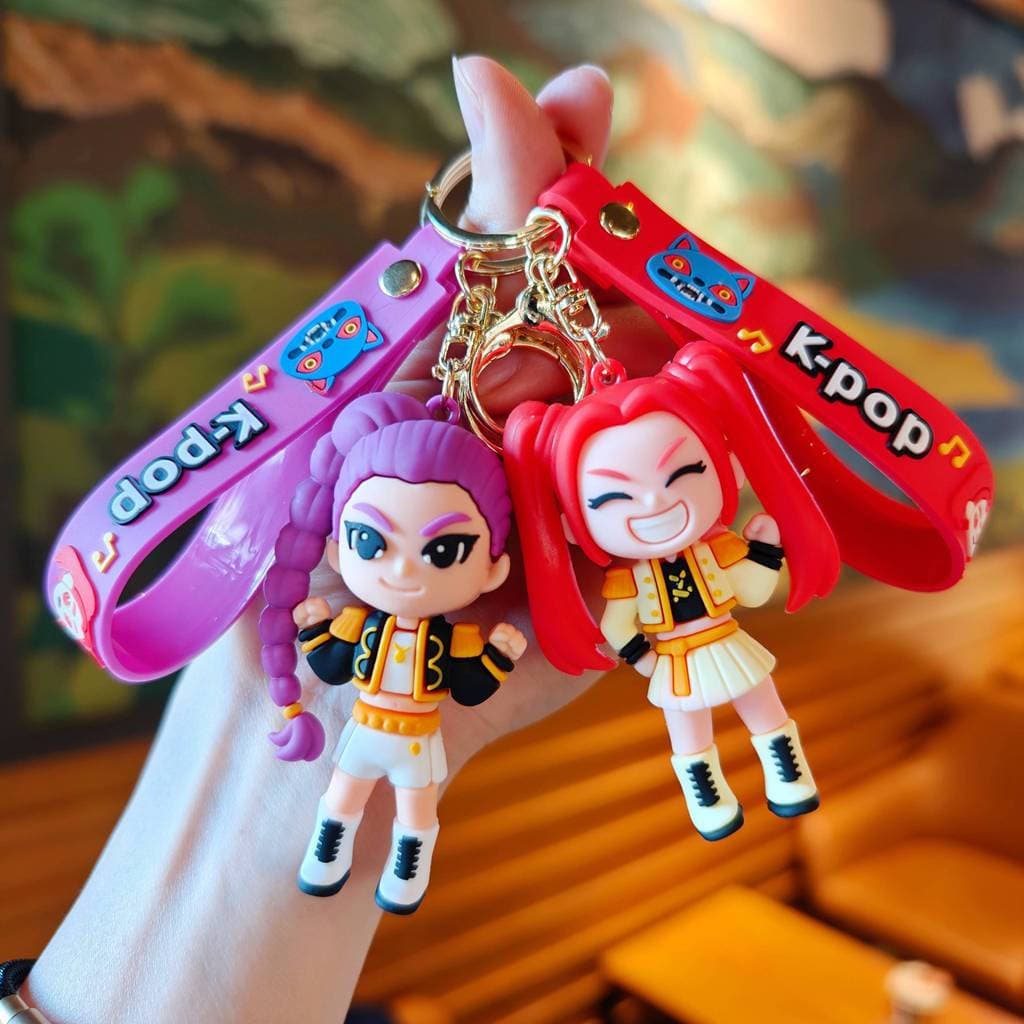 Bonito Dos Desenhos Animados KPOP Demônio Caçadores Menina Grupo Boneca Chaveiro Saco Pingente Carro Lembrança Presente