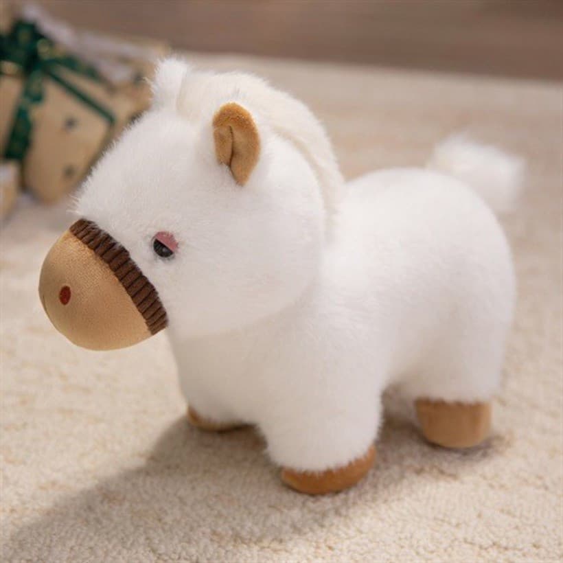 Super macio toque ano do cavalo mascote cavalo de pés curtos boneca brinquedo de pelúcia simulação de cavalo do zodíaco
