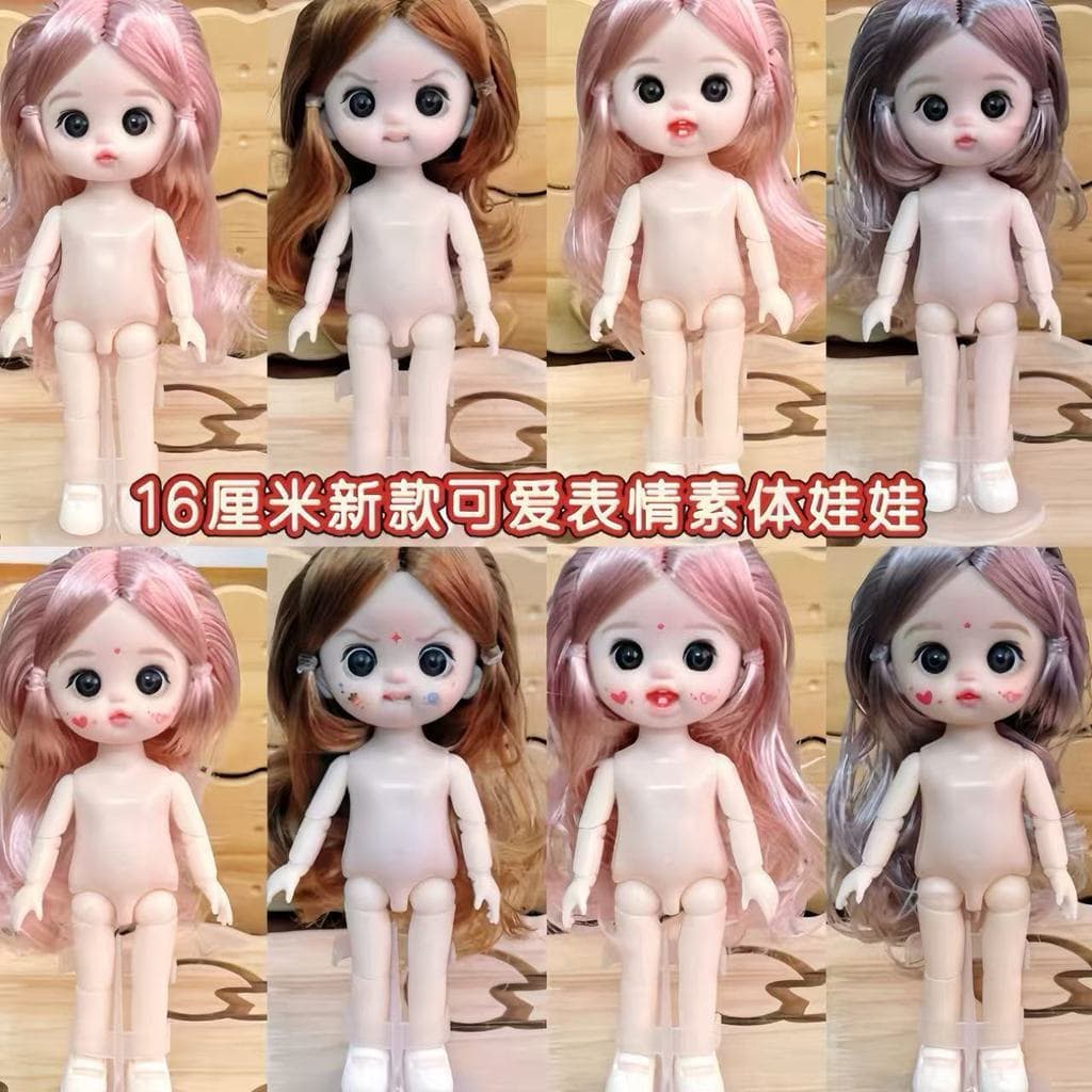 Boneca nua em escala 1/8 com corpo de 16-17 cm, olhos 3D realistas, 13 articulações, roupas intercambiáveis, boneca com