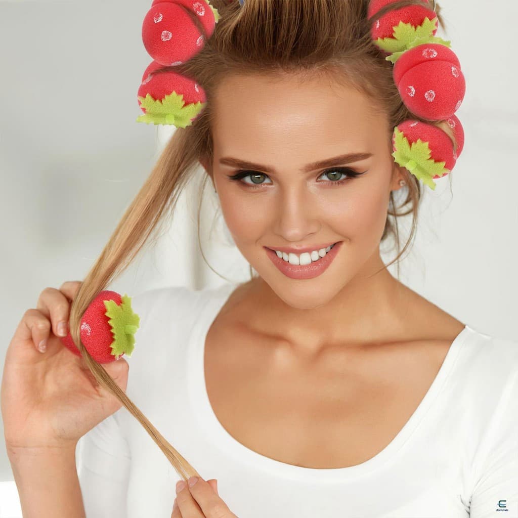 Mulheres Modelador De Cabelo Esponja Morangos Rolos De Ferramenta De Modelagem Para Cabelos Longos Curtos E Grossos