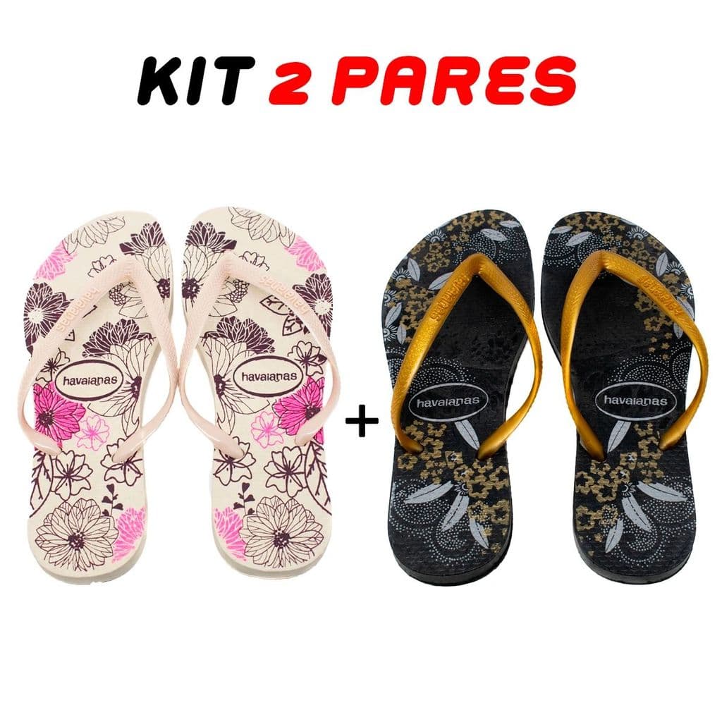 Kit 2 Chinelos Feminino Havaianas Flores Variados