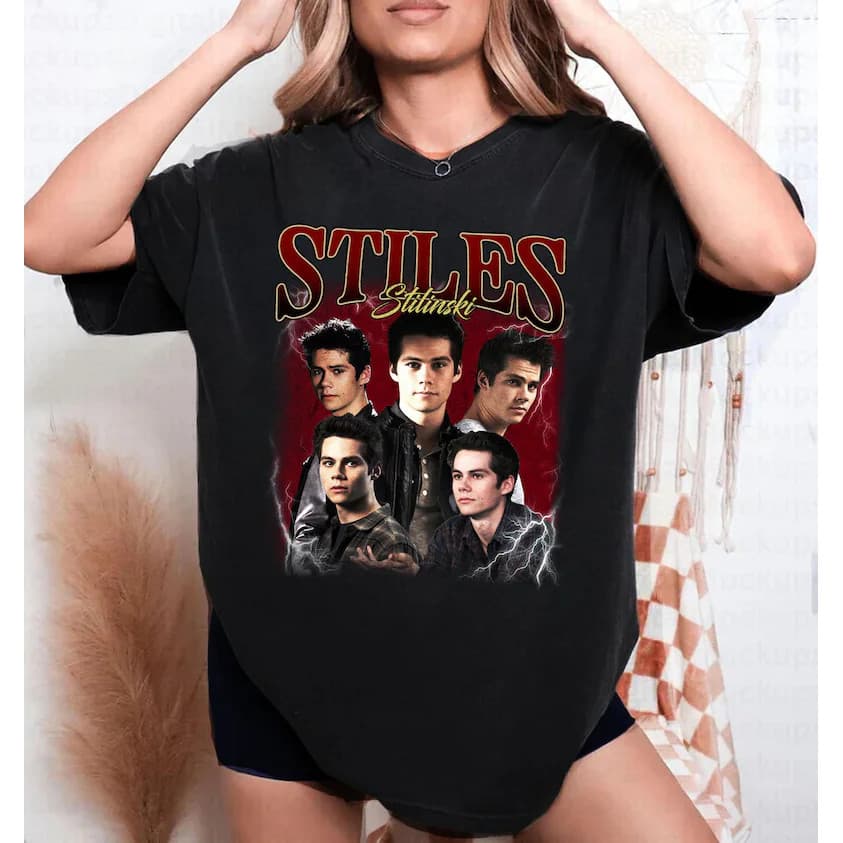 Camiseta Masculina Feminina Oversized Estampa Stiles Stilinski Teen Wolf Série Retro Vintage Streetwear T-shirt