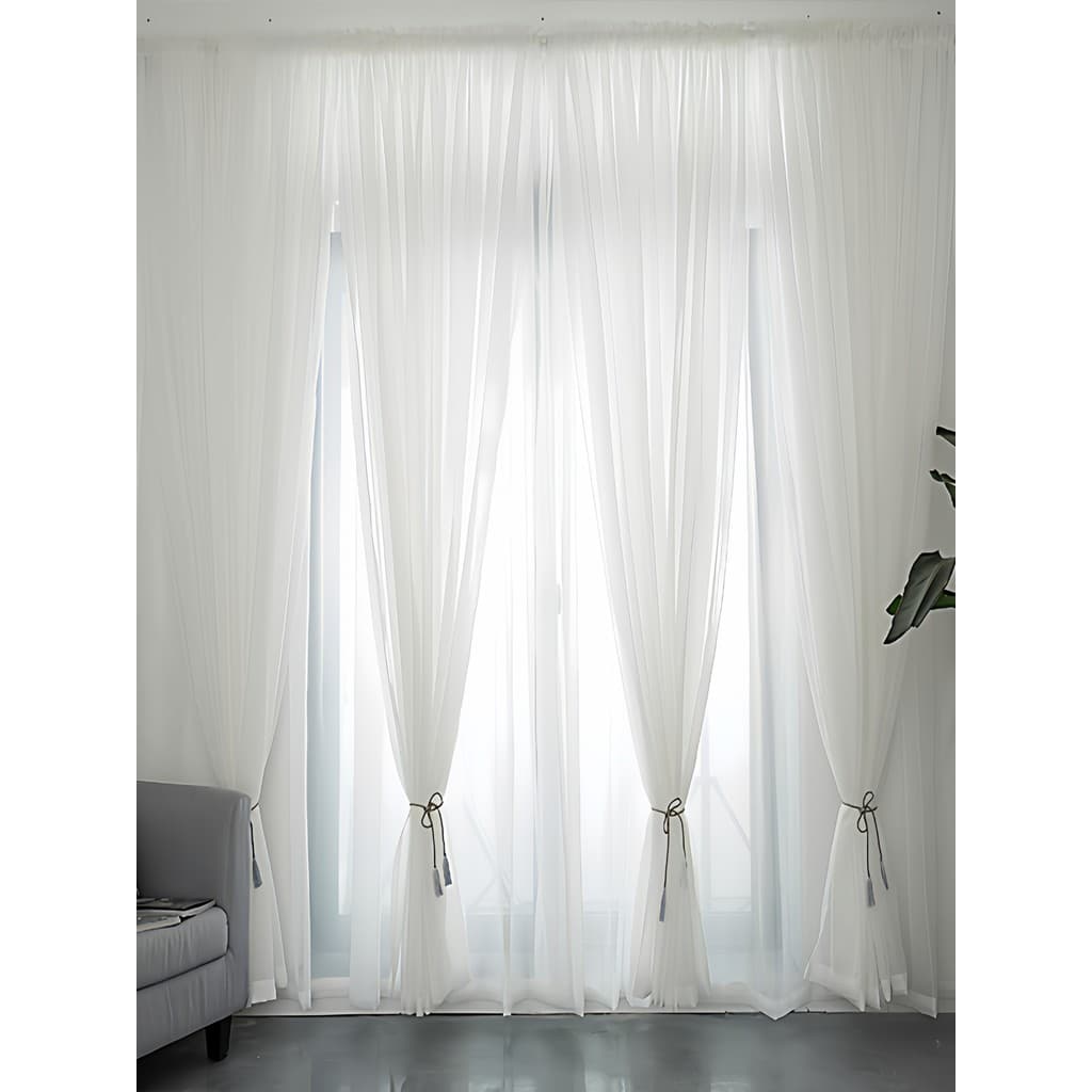 Linda cortina Blackout de cor sólida decorativa tela de janela branca divisória simples janela saliente tela de varanda