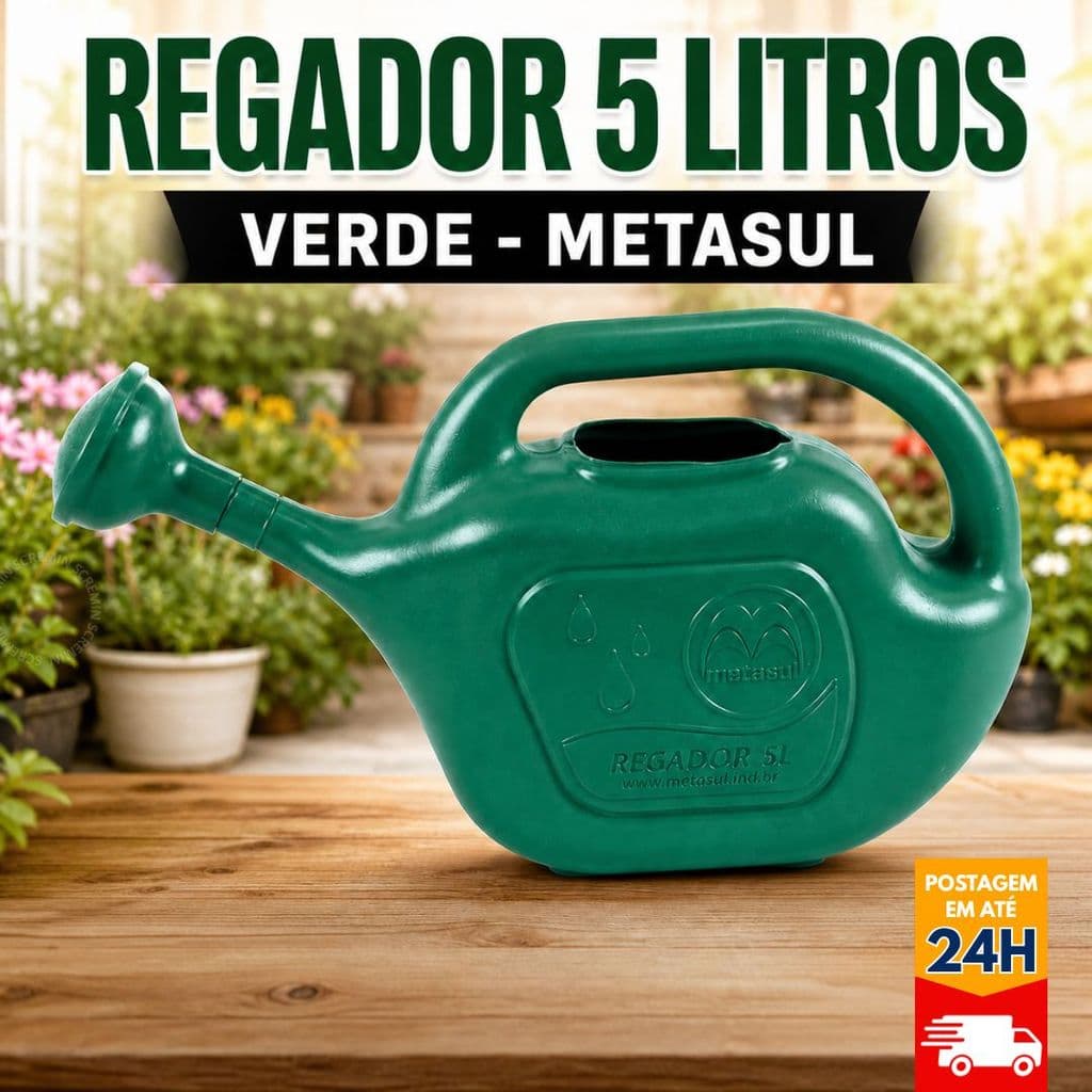 Regador Verde 5L Metasul para Jardim Horta e Plantas