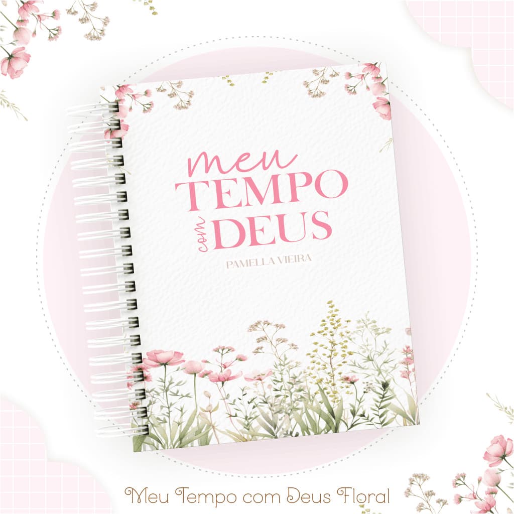Planner Devocional Diário Feminino Meu Tempo com Deus Floral Com Nome