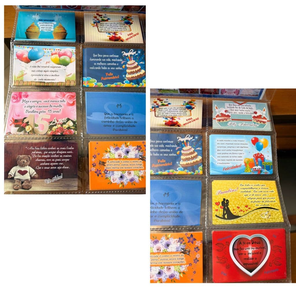 Kit c/ 180 Cartões Amor/Niver Frases Especiais Estampa love