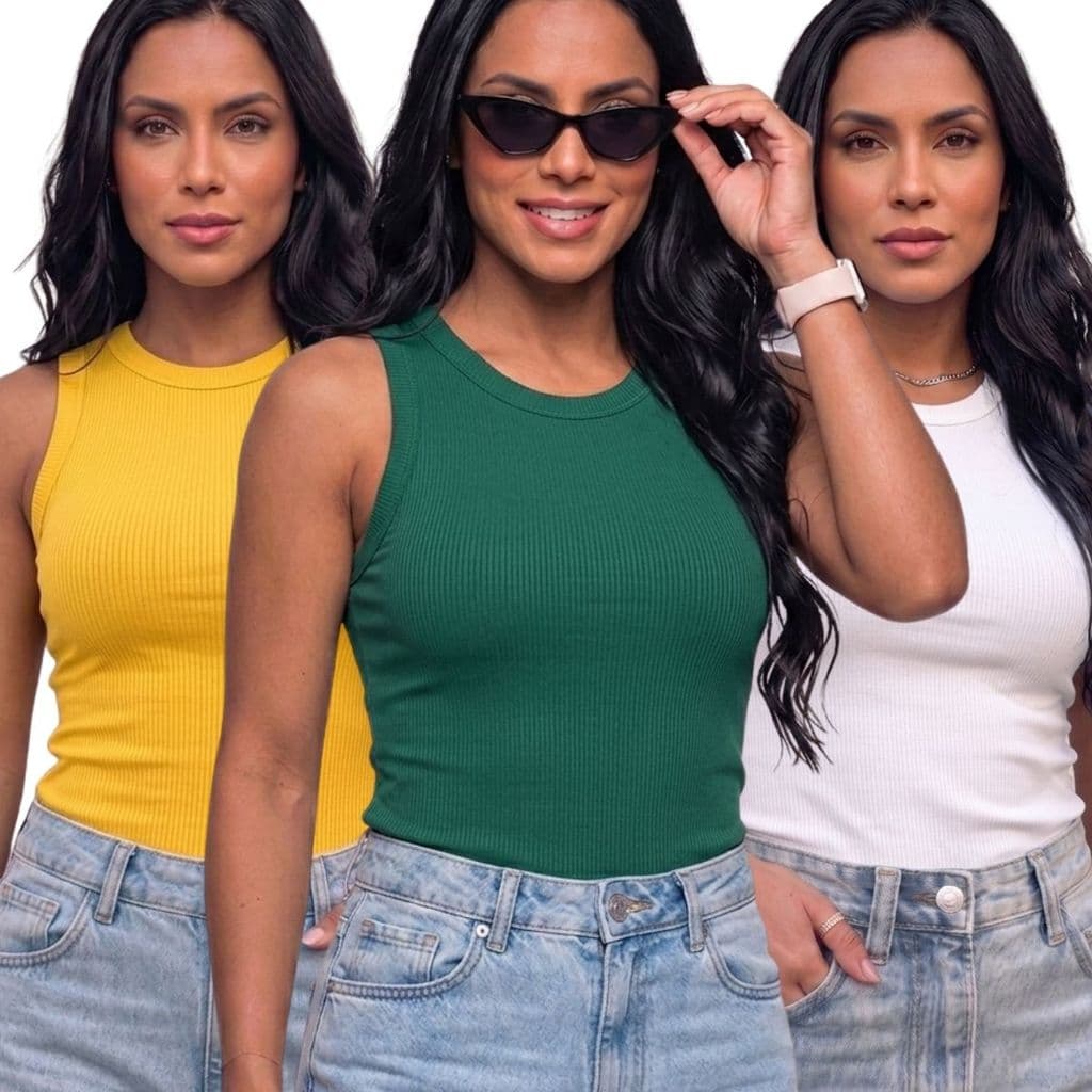 Regata Feminina Ribana Canelada Moda Blogueira Estilo Atual