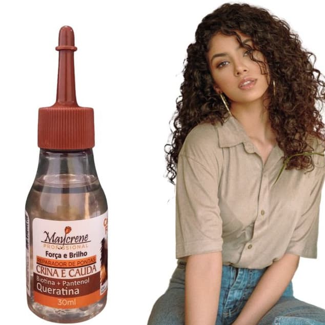 Reparador de Pontas Crina e Cauda Maycrene 30ml Rico em Biotina + Pantenol + Queratina