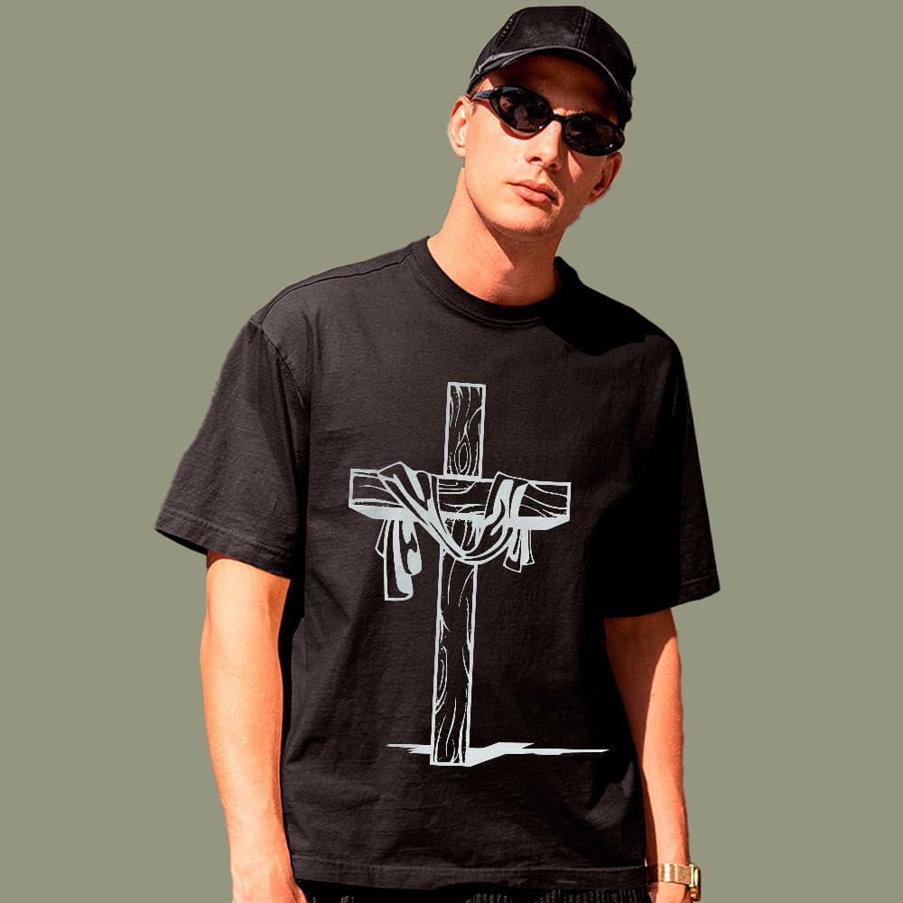 Camiseta Básica Cruz Jesus Fé Religiosa Moderna 100% Algodão