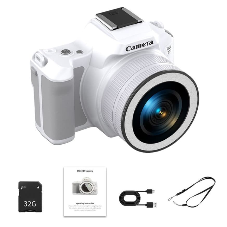 Câmera Digital 48MP 2K Vlog Selfie – Zoom 16X, Lente Rotativa, OTG, 180g, Cartão TF
