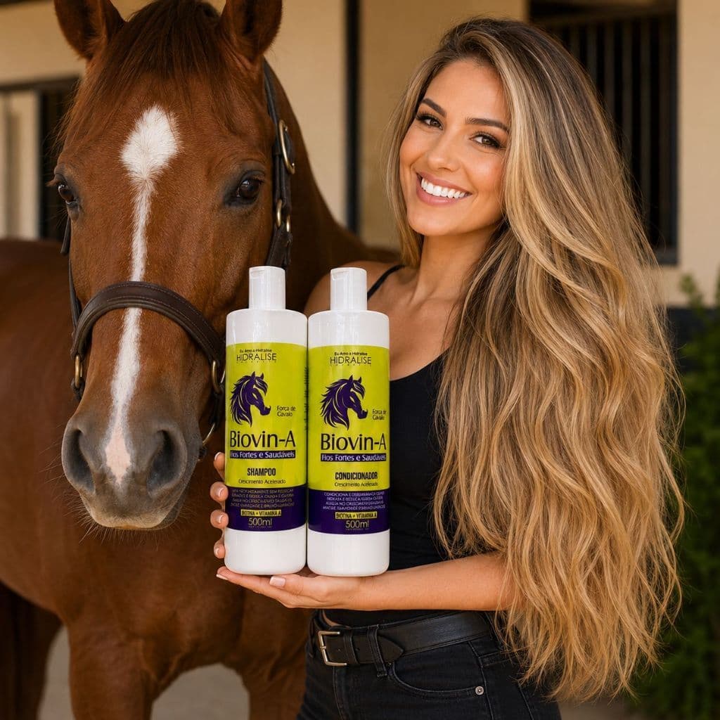 Kit Crescimento Capilar Biovin-A Shampoo 500ml e Condicionador 500ml Força Cabelo Saudável Hidralise