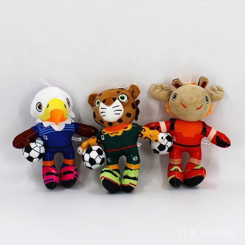 Brinquedo de pelúcia mascote da Copa do Mundo, figura com tema de futebol, lembrança para fãs, presente para crianças
