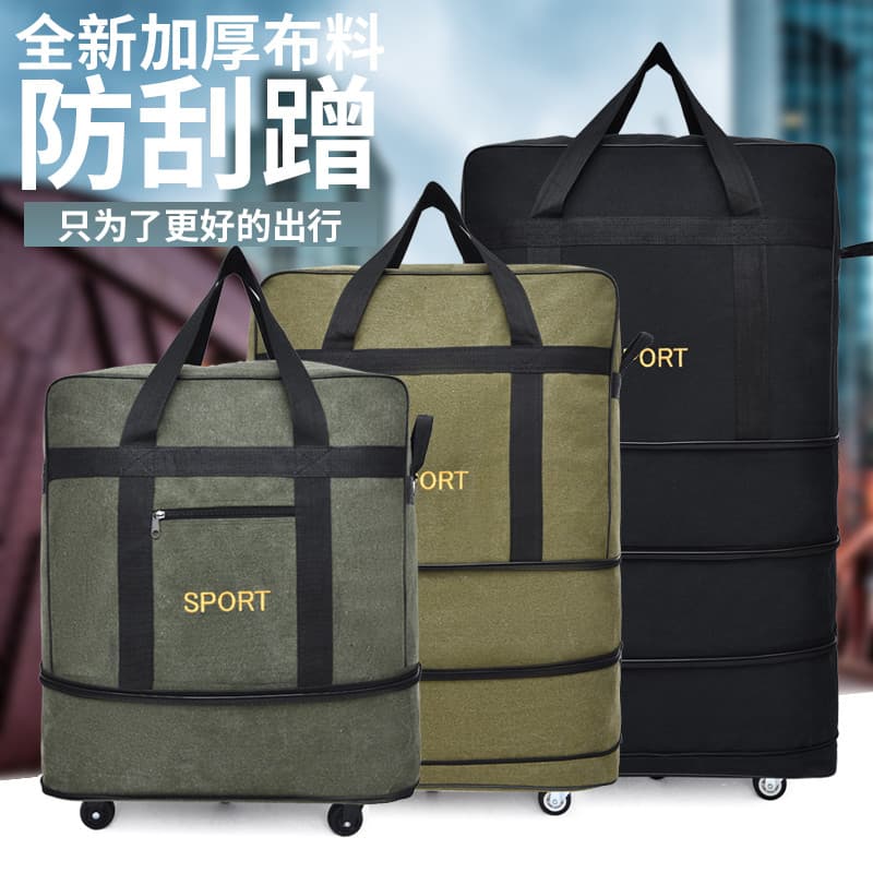 158 Bolsa de remessa de ar Bolsa de lona Bolsa de viagem móvel de grande capacidade com roda traseira Bolsa de lona dobr