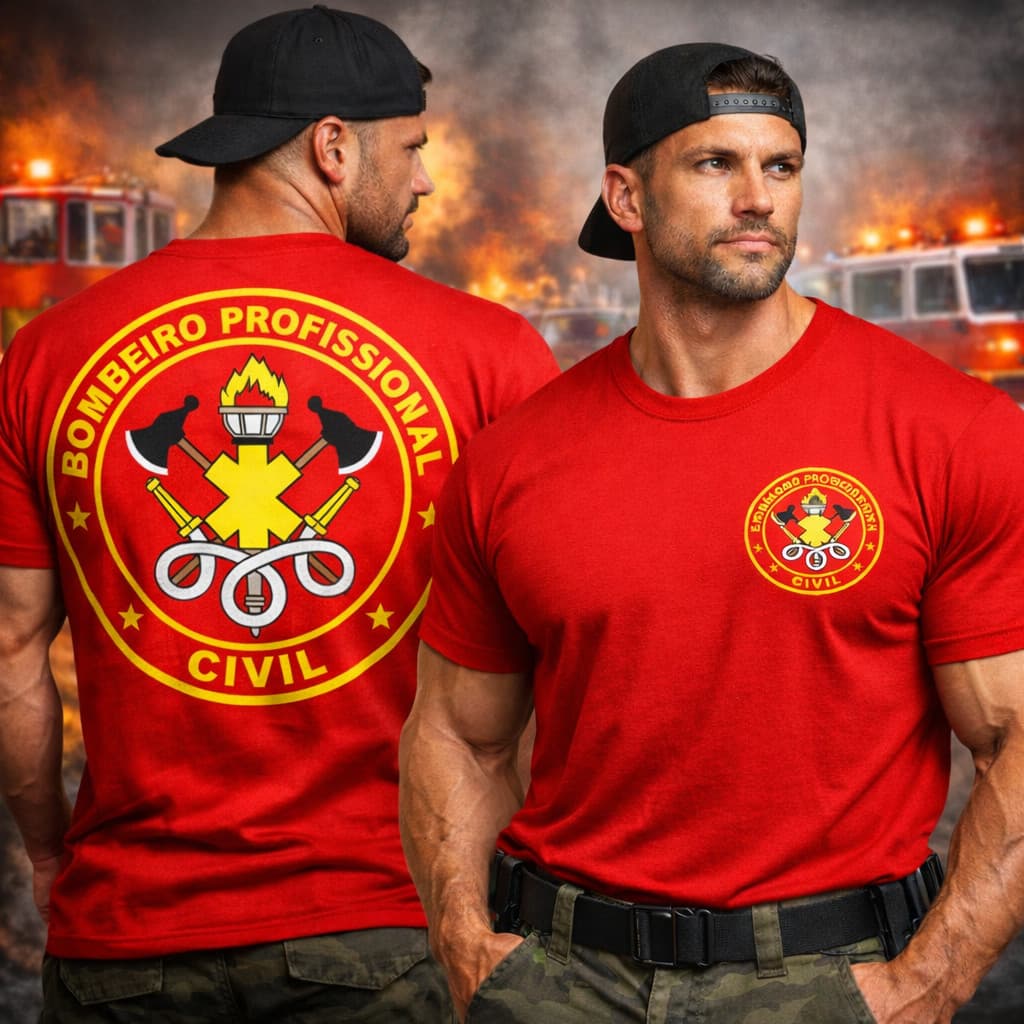 Camiseta Bombeiro Civil Profissional Estampa Grande Costas Herói Resgate Premium Ofic