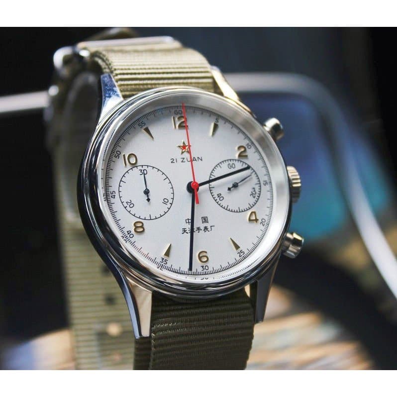 Relógio Masculino de Quartzo Importado do Japão, Cronógrafo, Estilo Piloto Retro, Caixa de Safira, Panda Vermelho, Multi
