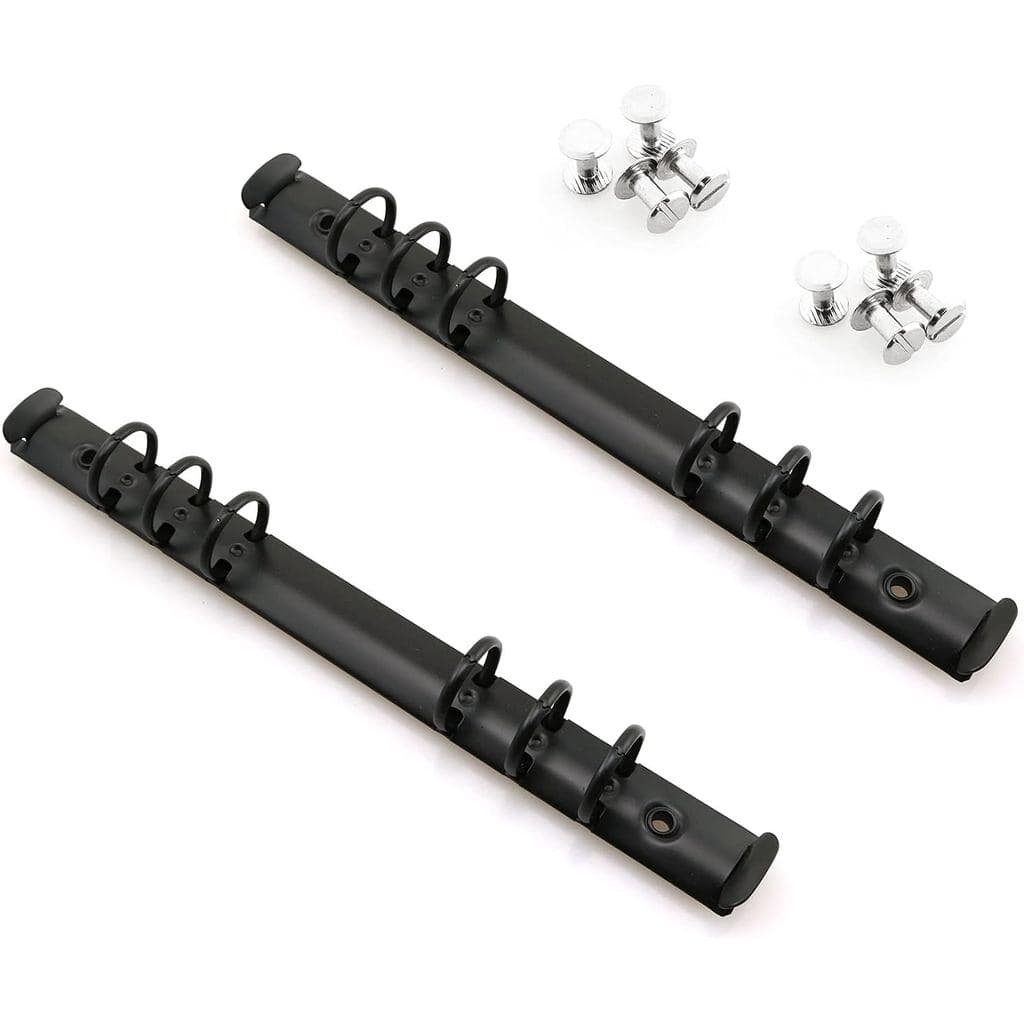 heyous 2pcs A5 Notebook 6-Hole Ring Binder Mechanisms 1.5cm Diameter S Size Black Metal Clip Ring Binder DIY Fill Paper