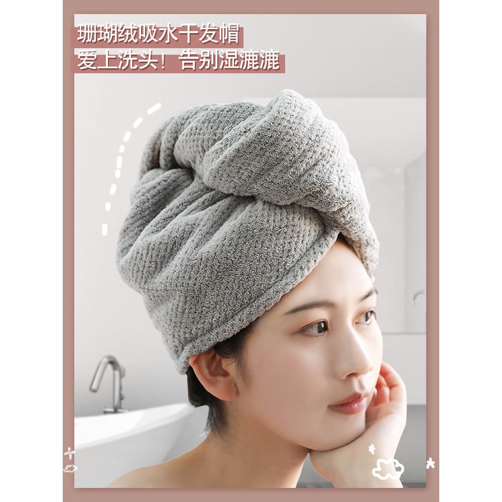 Touca de secagem de cabelo feminina Super absorvente de secagem rápida touca de banho Shampoo lenço limpar toalha de cab