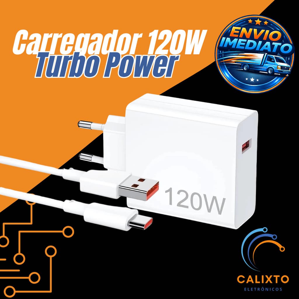 Carregador rápido de 120W com 6A USB C cabo 1M para Mi Turbo Charge Turbo Power Cabo USB + Cabo Tipo C