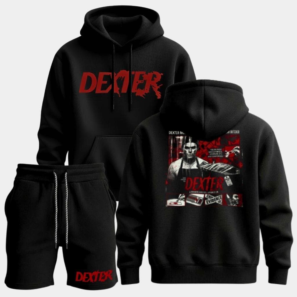 Kit Conjunto Moletom Agasalho de Moletom e Bermuda de Moletom Dexter Seri@l Killer Série Mudial