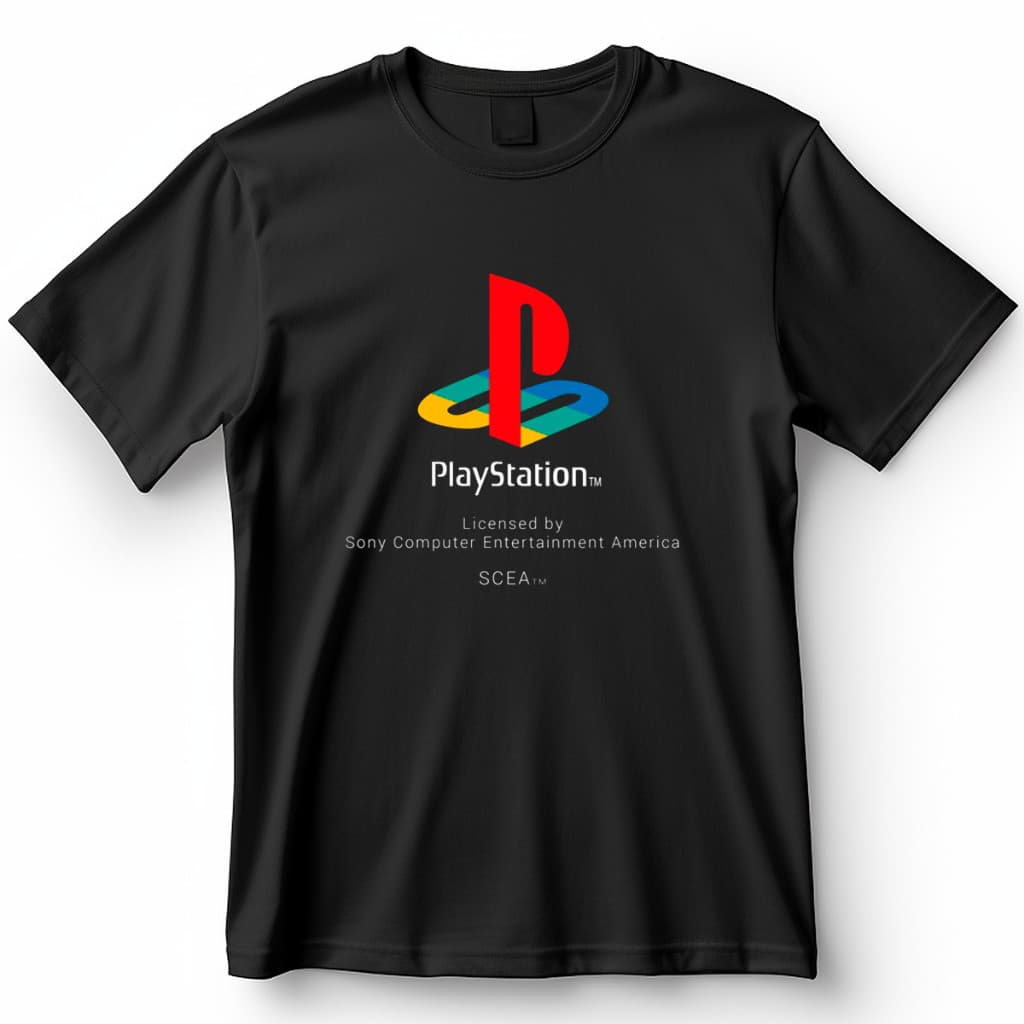 [Camiseta Vintage Masculina Algodão]HYP Camiseta PlayStation Logo Clássico Blusa Camisa 100% Algodão