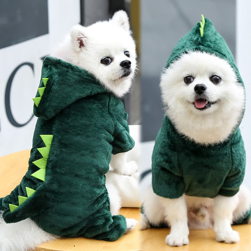 Roupa pet pequena para Cachorro Gato Roupa Pet Dinossauro com Rabinho Capuz Quente