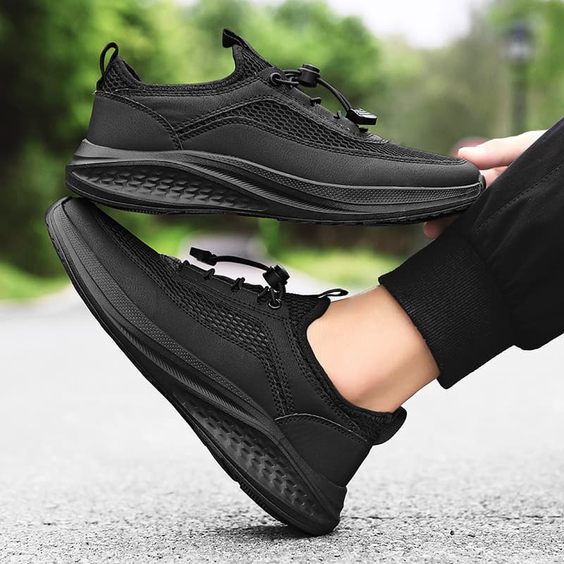 Sapatos masculinos de verão oco malha única respirável sapatos casuais pretos sapatos esportivos masculinos tênis de cor