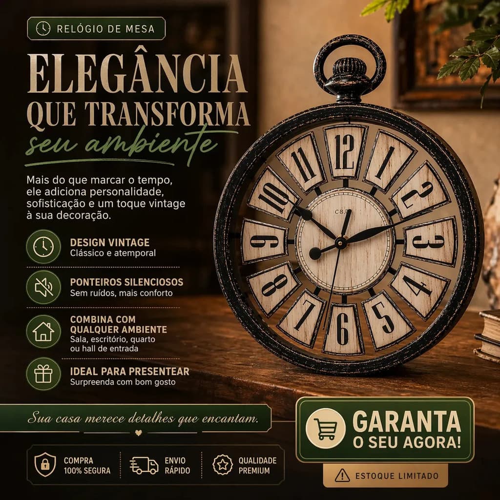 Relógio De Parede Retrô Vintage Parede Sala Cozinha Escritório Casa