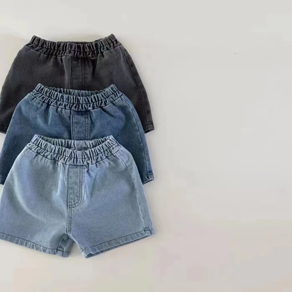Versão coreana das mulheres dos homens bebê All-Match Casual Denim Shorts médio pequeno crianças bebê moda cor sólida bo