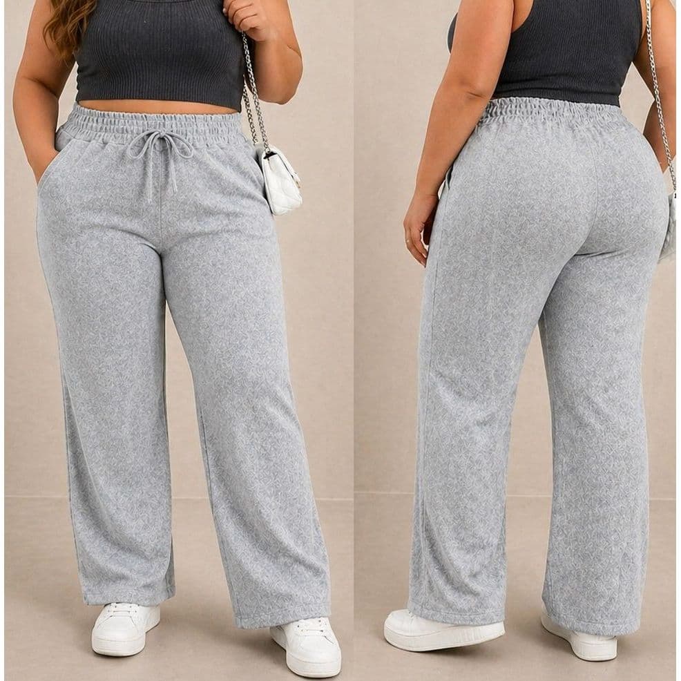 Calça Lanzinha Feminina Para Inverno Calça Larga Wide Leg Plus Size 36 AO 46