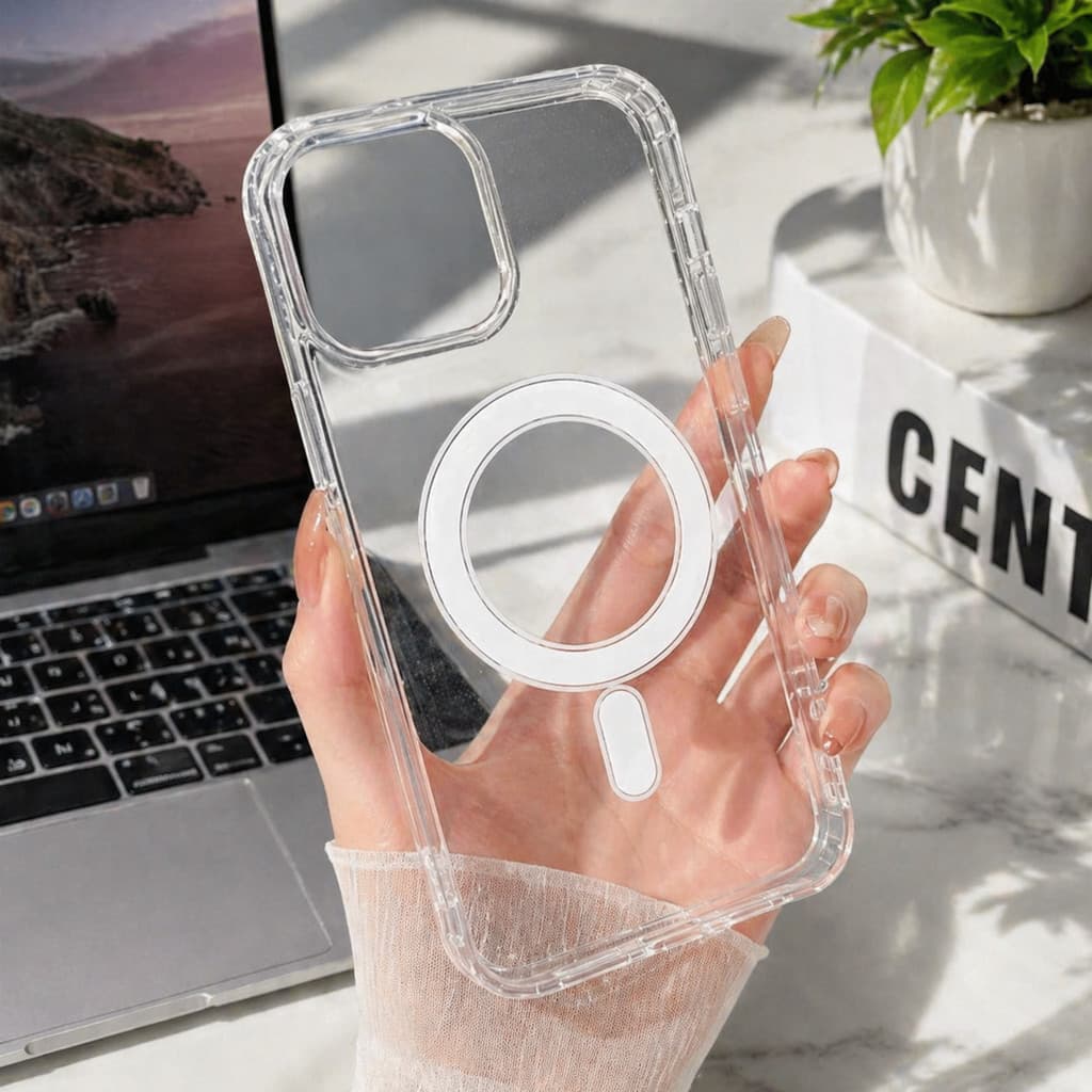 Capa Anti-Impacto Transparente com Ímã para iPhone 11–17 Pro Max | TPU Resistente Premium
