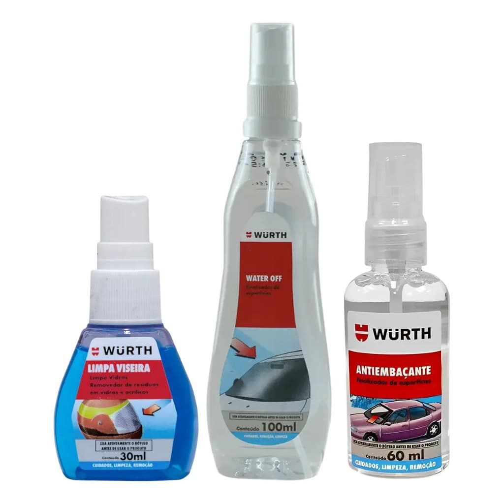 Kit Water Off + Anti Embaçante + Limpa Viseira Würth