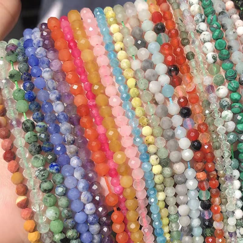 Contas De Pedra natrual De 3mm Facetadas Para Colar De Bricolage Pulseira