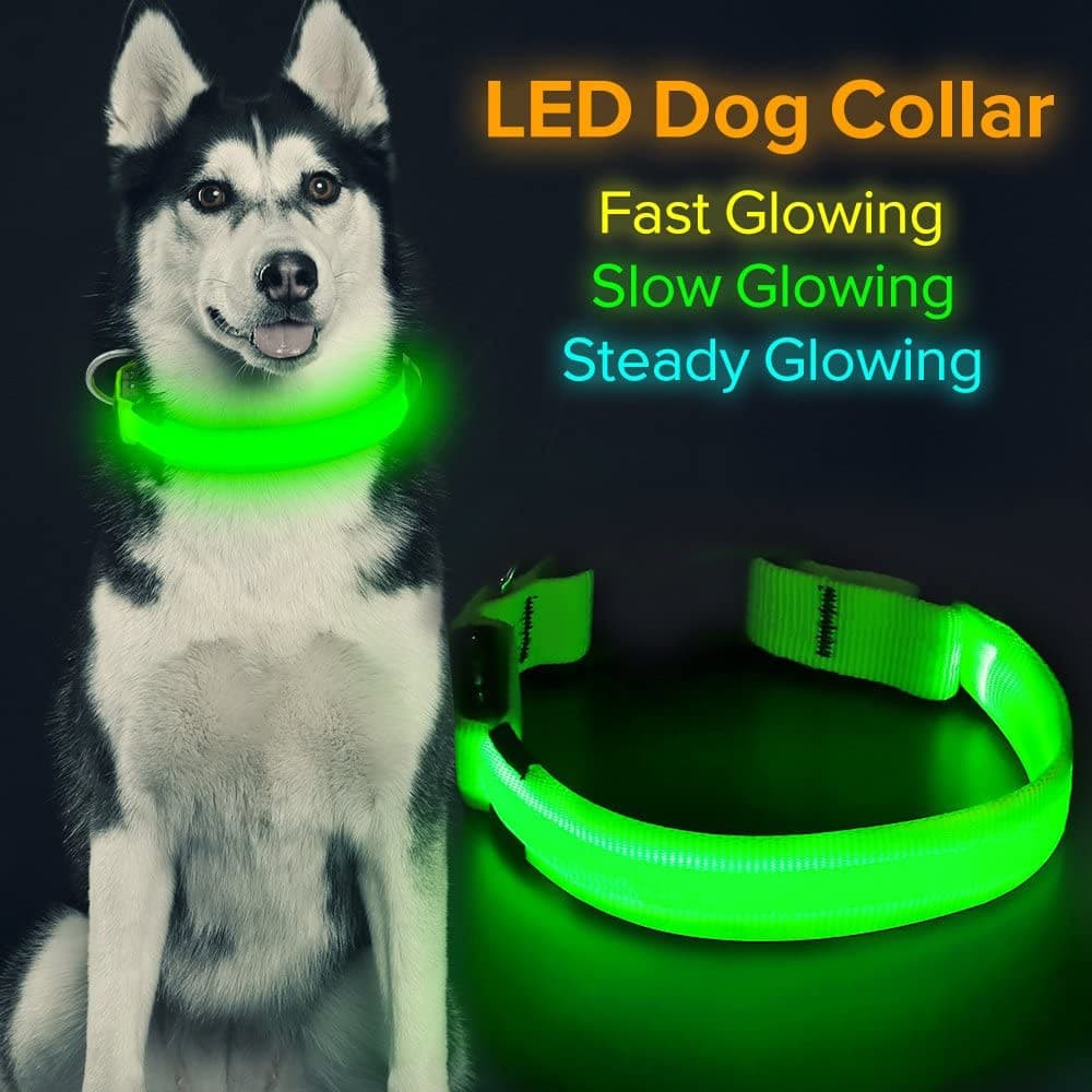 Coleira LED Brilhante Para Cães Com Luminosa Piscando Ajustável Noite De Anti-Perda Pequenos Produtos Animais De Estimaç