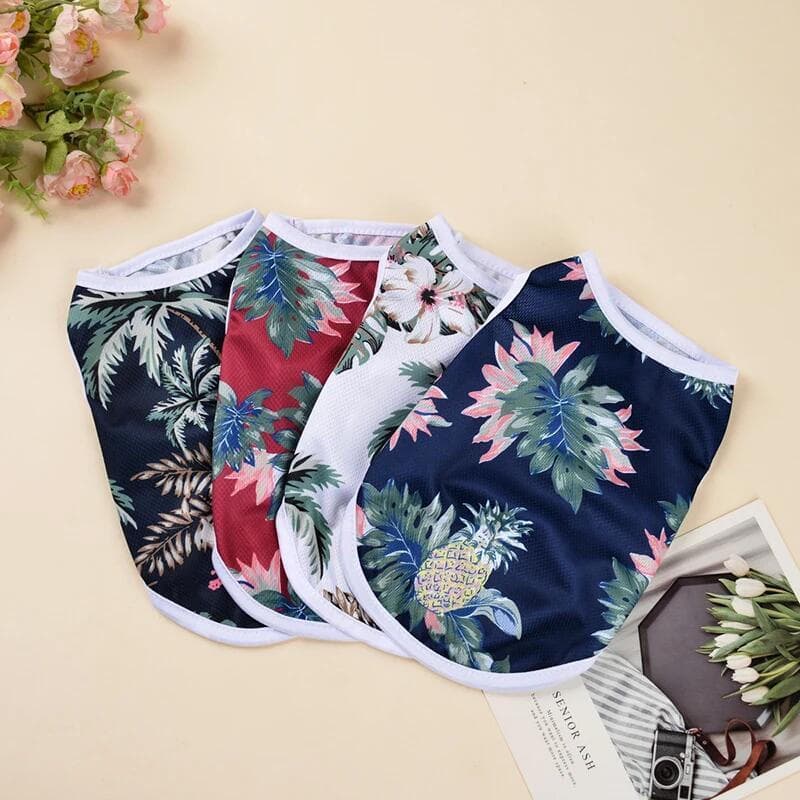 Roupa de Verão para Cães Pequenos e Médios e Gatos, Camiseta Respirável Estilo Praia Havaiana para Filhotes, Casaco para