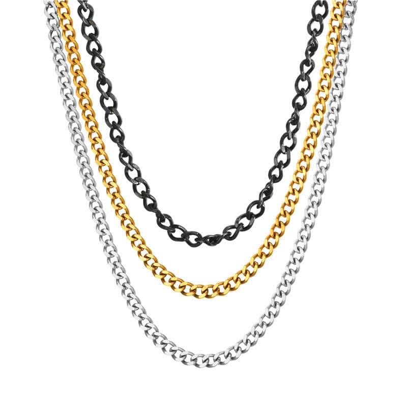 Colar com pingente exagerado de estilo europeu e americano em dourado, prateado e preto, feito de aço inoxidável 304, 4M
