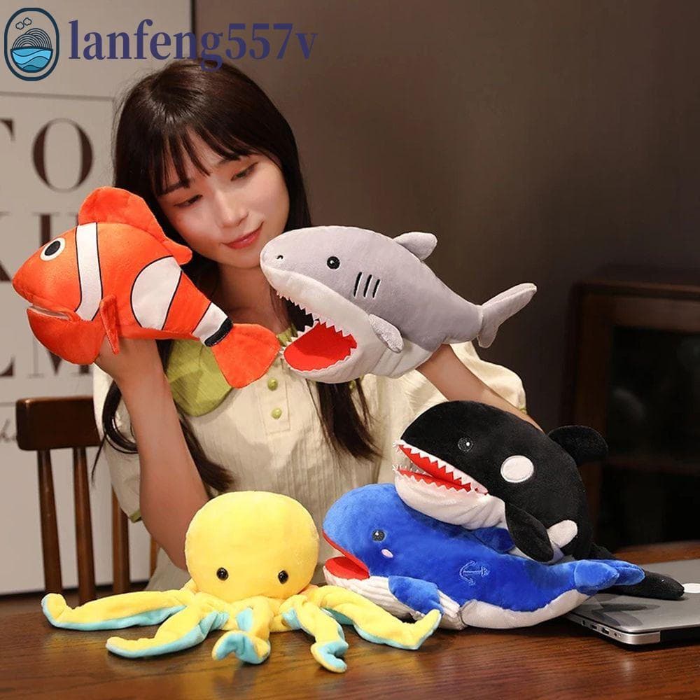 LANFENG Animais Marinhos Fantoche Mostrar Tubarão Macio Criatividade Polvo História Contando Bonecas Jogando Boneca Brin