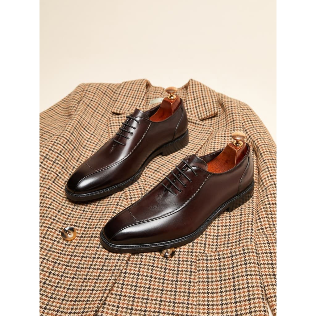 Feito à mão camada de couro estilo britânico Casual negócios Formal sapatos de couro masculino apontou toe couro genuíno