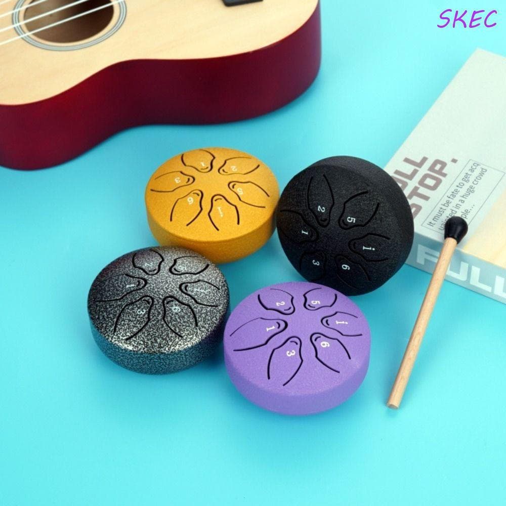 SKEC Mini Tambores Manuais , Conjunto De Tambor De Língua De Aço Oco De 3 Polegadas , Etéreo Multicolorido Portátil De 6